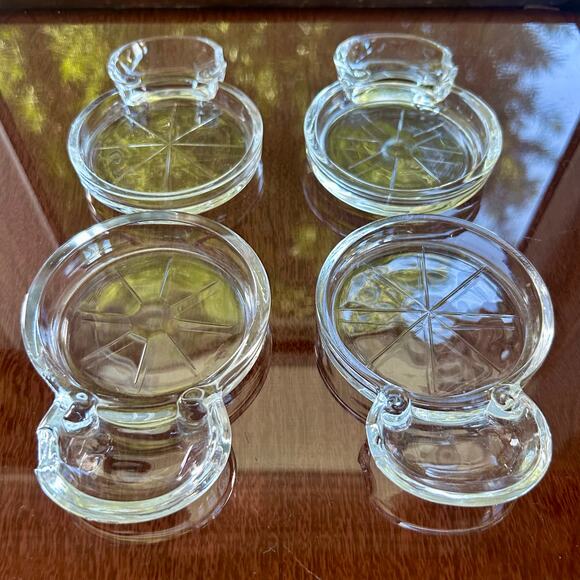 Vintage Fostoria Mademoiselle Clear Glass Coasters with Spoon Rest – Set of 4 - Picture 6 of 15